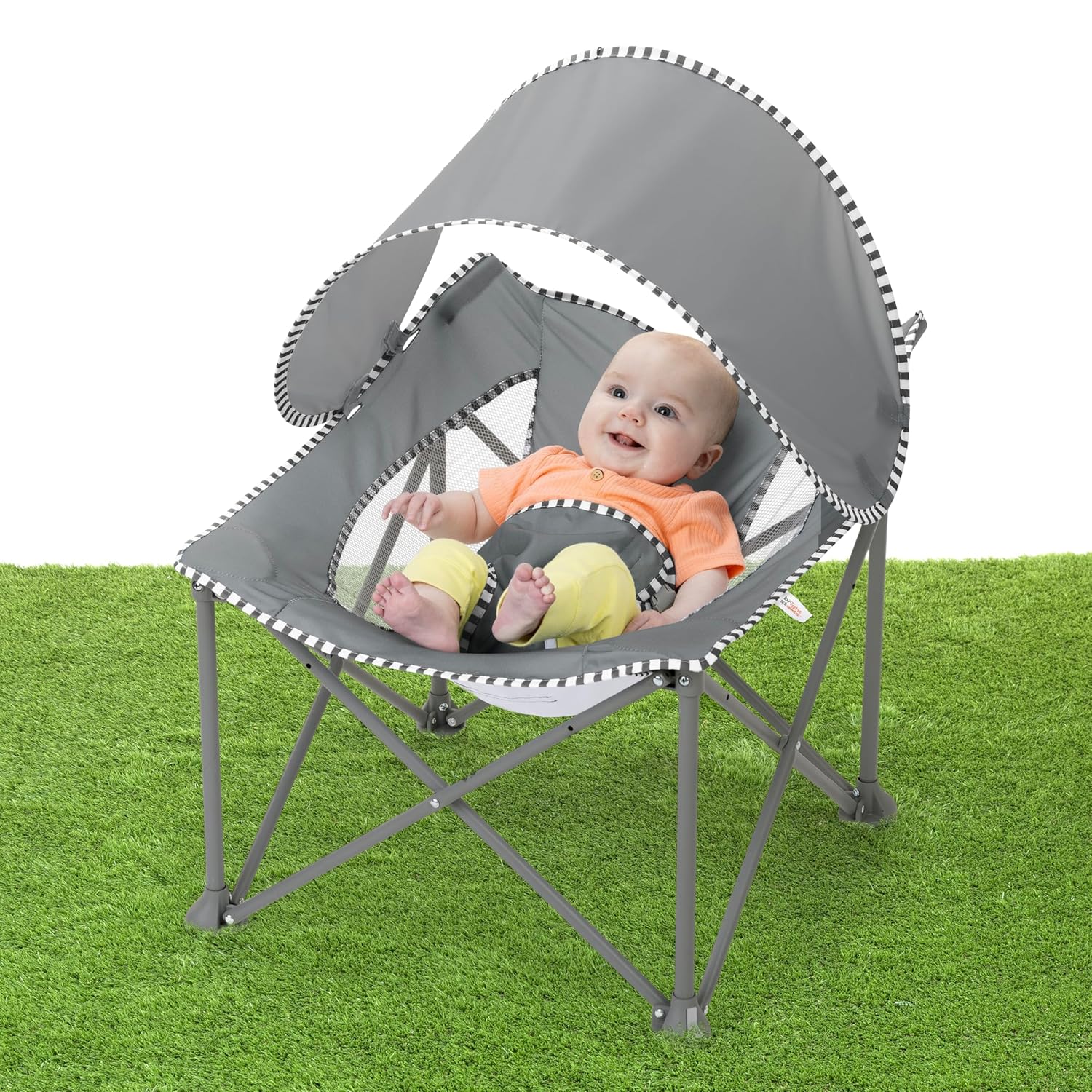 Bright Starts Pop 'N Chill Baby Chair, Portable Travel Seat, UPF 50+ Canopy