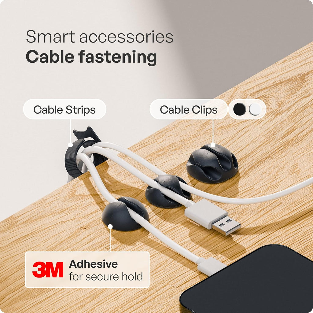 PAMO Cable Management Under Desk for Easy mounting Under-Table I Set of 2 - with 10X Cable Ties I Desk Organizer for Office/Home Office Table Thoughtful Cable Tray Holder