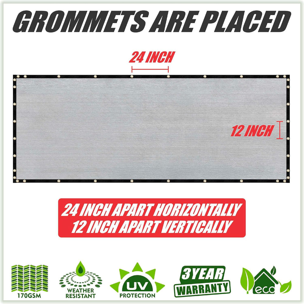 Colour Tree 4' x 25' Grey Fence Privacy Screen, 90% Blockage Windscreen