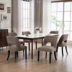 VKNOW Wooden Dining Chairs Set of 2, Modern Fabric Upholstered Dining Room Chair Kitchen Chairs, Farmhouse Dinner Chair for Kitchen Dining Room, Brown-Black Legs