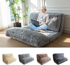 MAXYOYO Bean Bag Chair, Faux Fur Floor Sofa Floor Chairs for Adults, Folding Sofa Bed Foam Filling Wall Couch Chairs, Grey, 54x95 Inch