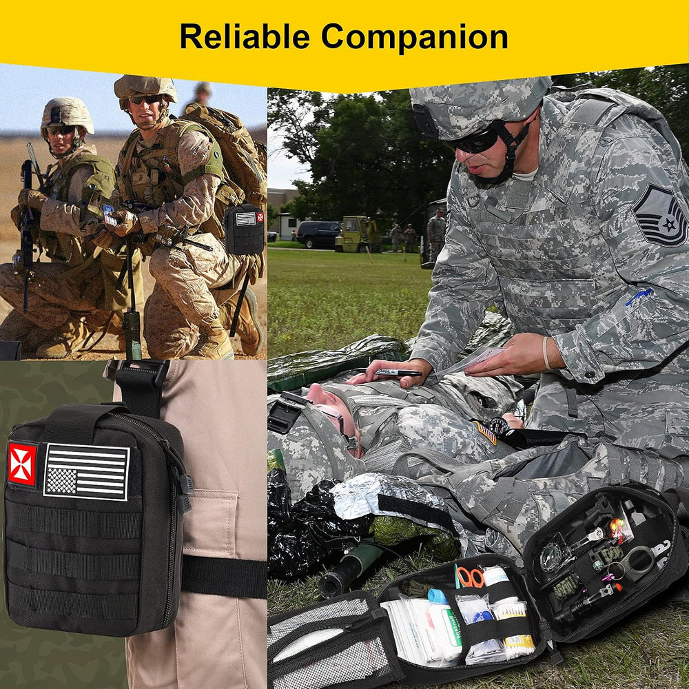 Survival First Aid Kit, 248PCS Survival Tools Camping Essentials Tactical Gea...