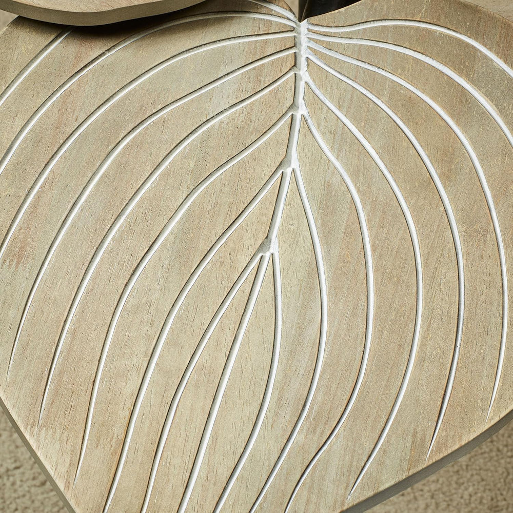 Delft Isle Natural-Inspired Shaped Accent Table | Neutral Almond Finish with ...