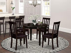 East West Furniture BOAN5-CAP-LC 5 Piece Dining Set Includes a Round Dinner Table and 4 Faux Leather Kitchen Dining Chairs, 42x42 Inch, Cappuccino