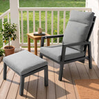 Pellebant Aluminum Outdoor Recliner Chair with Pneumatically Adjustable Backrest - Weather-Resistant Patio Lounge Chair, 4.7-Inch Thick Removable Cushions for Deck, Porch & Backyard, Grey