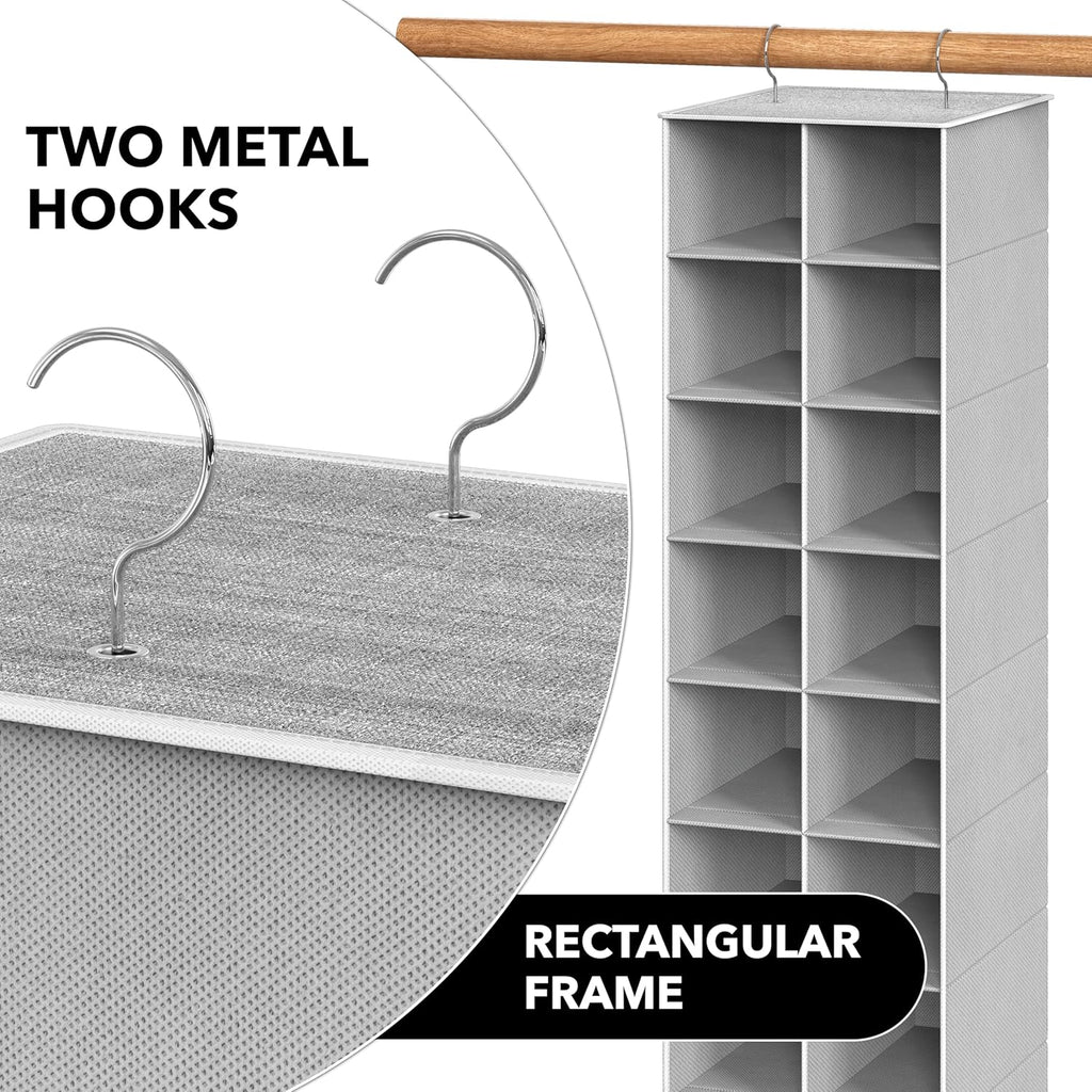 Simple Houseware 20 Section Shelves Hanging Shoes Organizer, Gray | Dual Metal Hooks, 10 Tier, Holds Up to 20 lbs, for Narrow Space