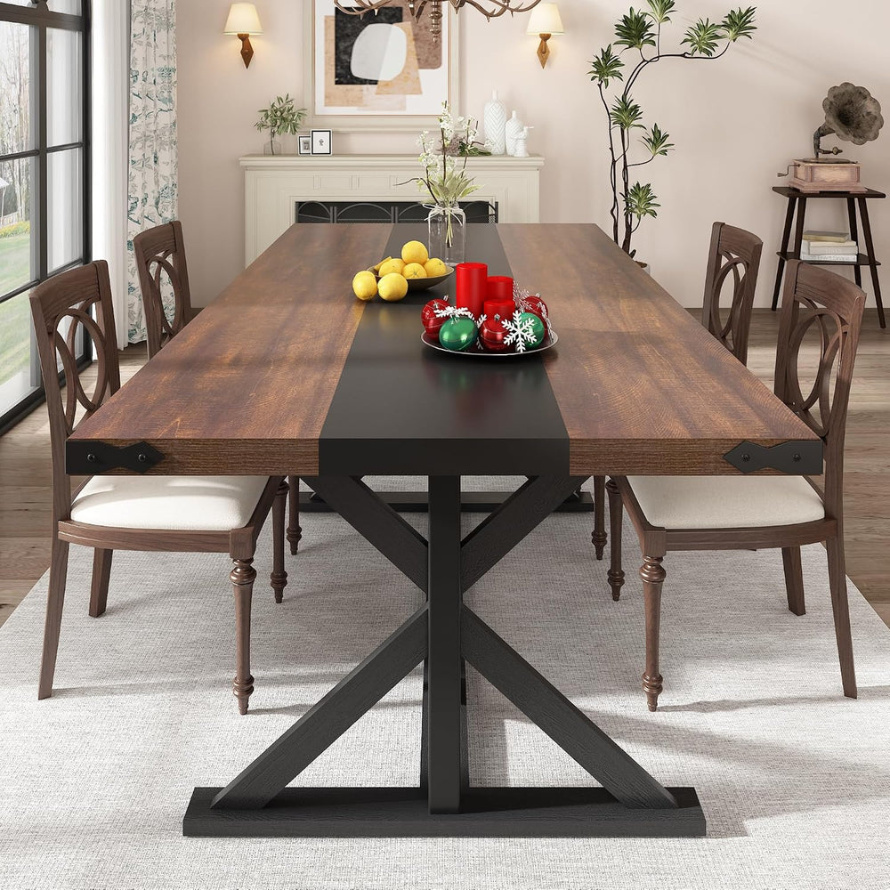 Hlivelood 71 Inch Dining Table for 6 People, Rectangular Kitchen Farmhouse Ta...