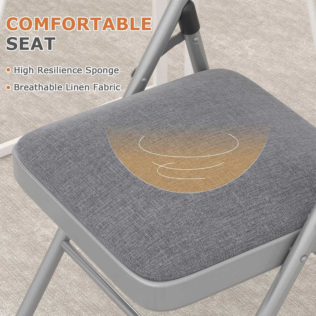 VECELO 5-Piece Folding Card Table Square and Chair Set with Collapsible Legs & Vinyl Upholstery,Portable for Indoor & Outdoor, Black & Dark Grey
