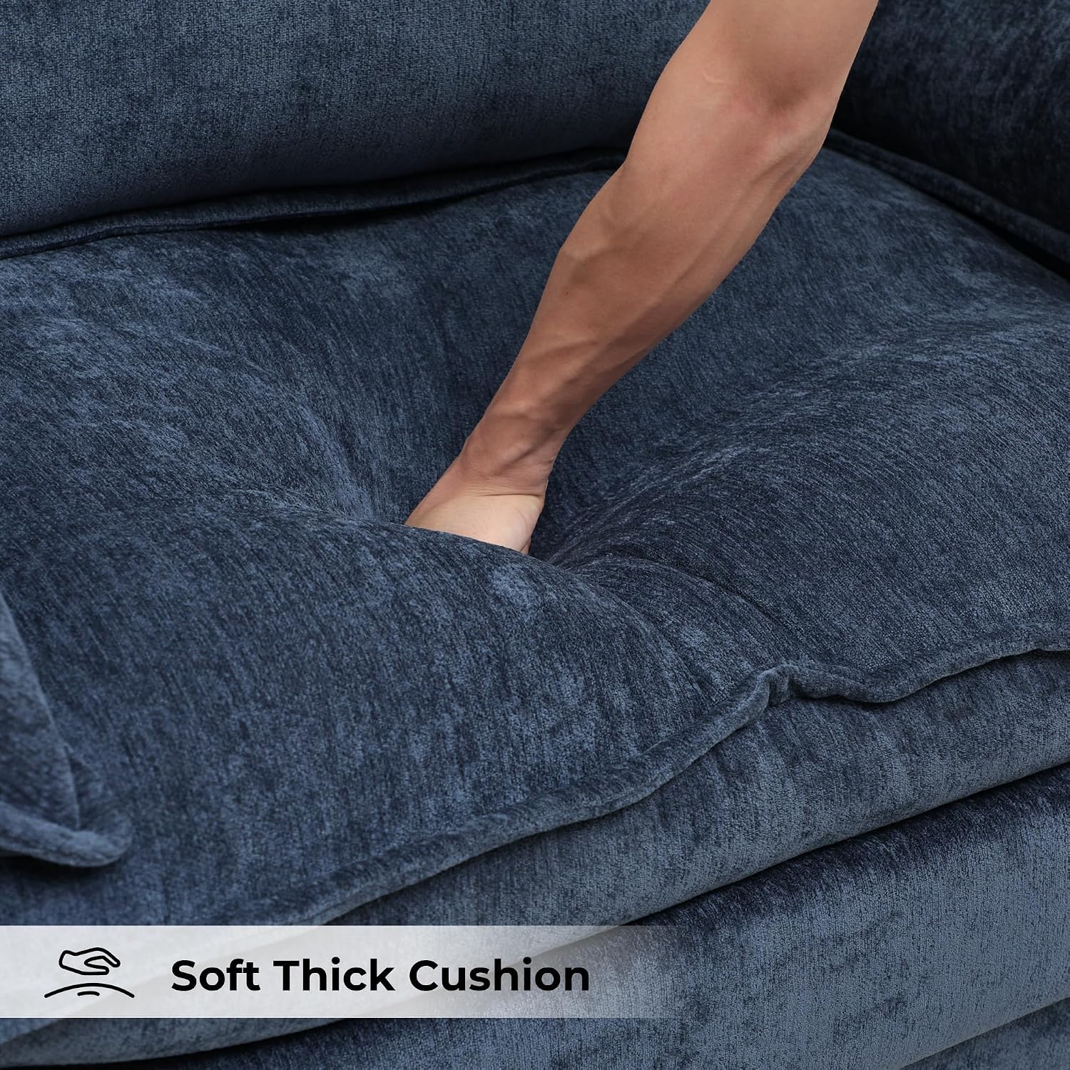 Oversized Accent Chair,44" Chenille Living Room Chairs,Modern Upholstered Armchair Cloud Sofa Chair with Extra Thick,Comfy Reading Chair Side Chair for Living Room Bedroom Apartment Blue