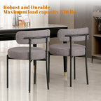 DYHOME Boucle Dining Chairs Set of 4, Upholstered Kitchen Dining Room Chairs, Side Chairs with Thick Cushions and Metal Legs for Kitchen Living Room, Dark Grey