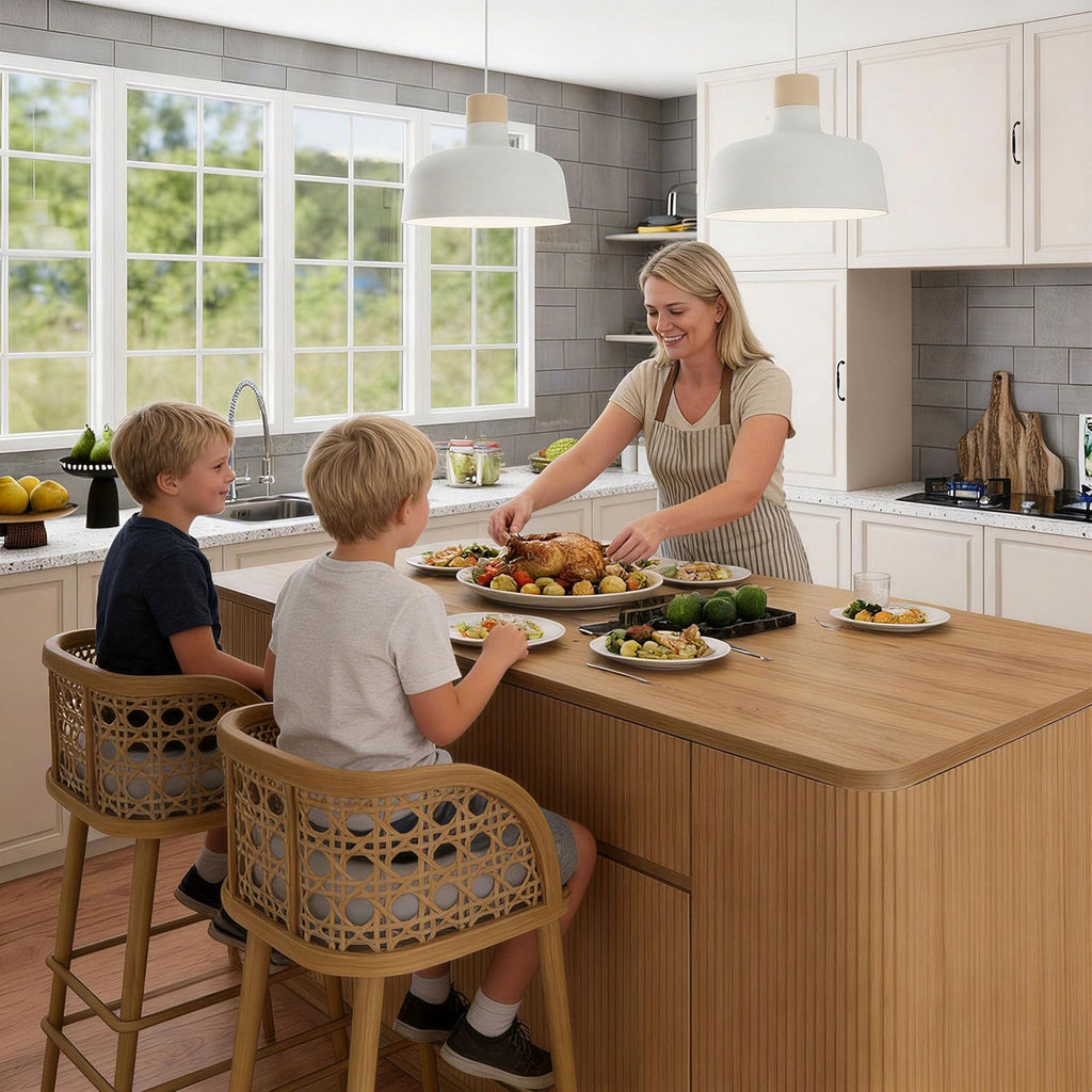 Bobve 74.8" Large Kitchen Island with Storage,Farmhouse Island Table for Kitchen,Wooden Island,Stationary Featuring 2 Drawers and 6 Closed Storage Compartment