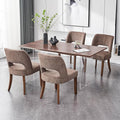 VKNOW Wooden Dining Chairs Set of 4, Modern Fabric Upholstered Dining Room Chair Kitchen Chairs, Farmhouse Dinner Chair for Kitchen Dining Room, Brown
