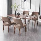 VKNOW Wooden Dining Chairs Set of 4, Modern Fabric Upholstered Dining Room Chair Kitchen Chairs, Farmhouse Dinner Chair for Kitchen Dining Room, Brown