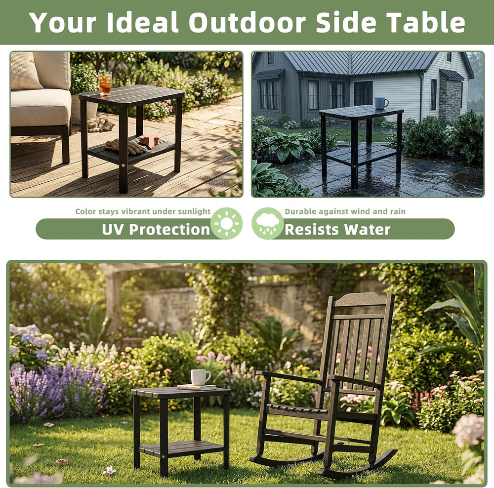 Outdoor Rocking Chairs Set of 2 with Outdoor Side Table, Oversized Ergonomic ...