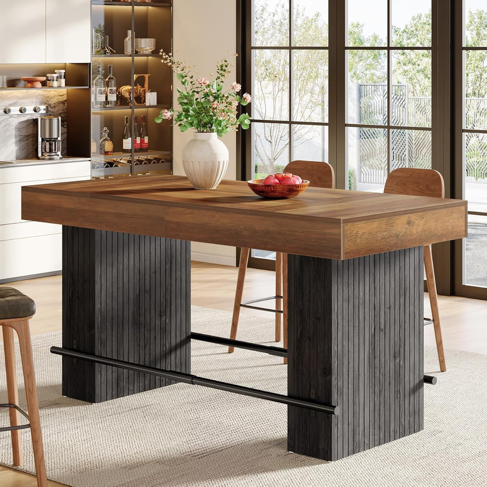 Tribesigns 62.2-Inch Dining Table for 4-6, Counter Height Dining Room Table w...