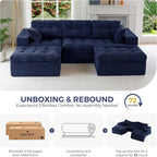 MAXYOYO 104" U Shaped Modular Sectional Sofa with 2 Ottomans, Cloud Boneless Couch with Layered Cushion, Flexible Module Combination Sofa for Living Room, No Assembly Required, Navy