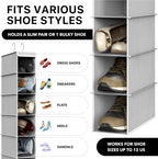Simple Houseware 10 Shelves Closet Hanging Shoe Organizer, Gray | Dual Metal Hooks, Holds Up to 20 lbs, for Narrow Space