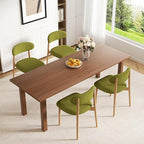 Wooden Dining Chair Set of 4, Modern Dining Chairs with with Curved Back, Fabric Upholstered Kitchen Dining Room Chairs with Adjustable Legs for Farmhouse Dining Living Room,Green