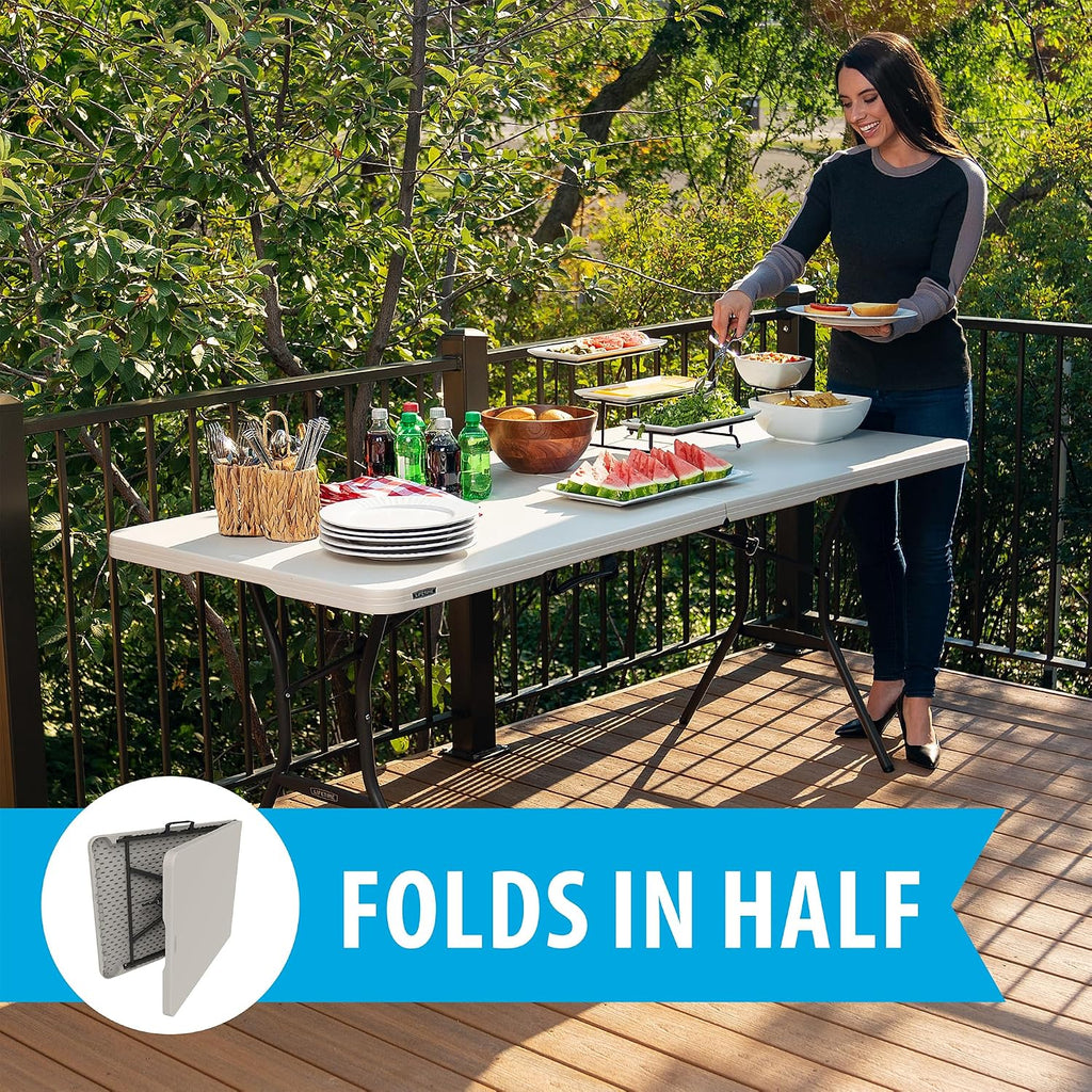 LIFETIME 6-Foot Fold-in-Half Table, Light Commercial Folding Table, Almond