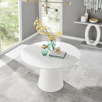 Furniturebox UK Palma White High Gloss Round Dining Table – Modern Pedestal Base – Contemporary 4–6 Seater Kitchen or Dining Room Table