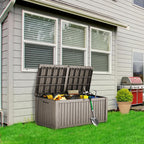 TARKARI 180 Gallon Lockable Resin Deck Box, Waterproof & UV-Resistant Outdoor Storage Box for Outdoor Cushion Storage, Garden Tools & Pool Accessories Storage, Gray