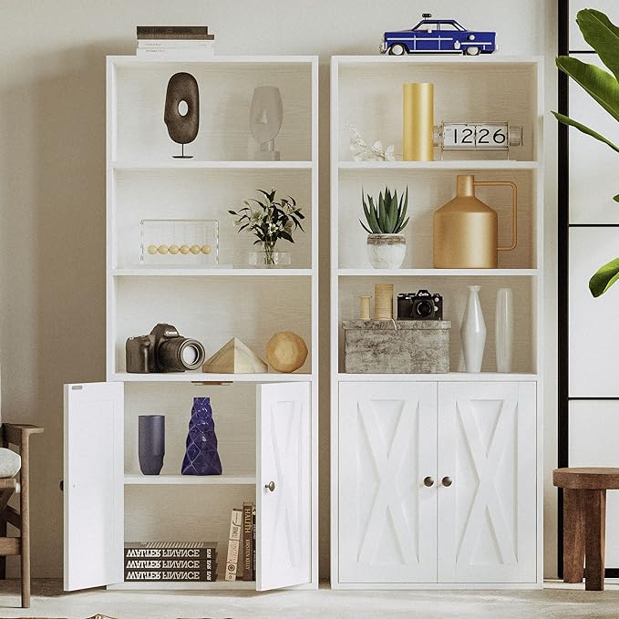 IRONCK Industrial Bookshelves and Bookcases with Doors 11.8 in Depth Floor St...