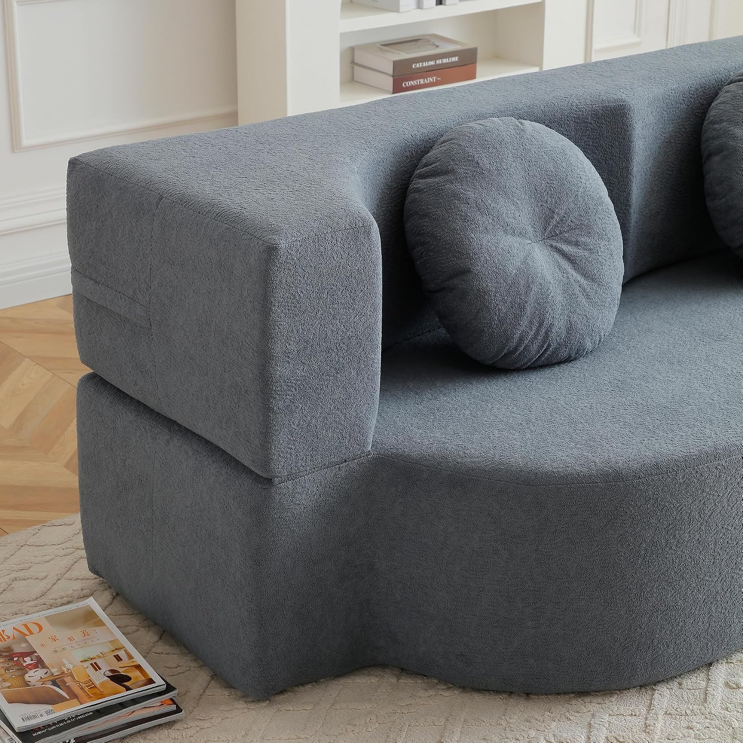 75" Convertible Folding Sofa Bed, 2-in-1 Full Size Floor Boneless Couch Bed, Loveseat sleeper Couch, Memory Foam Floor Sofa Sleeper SofaBed, Small couches for small spaces, No Assembly (Grey)