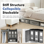 Furnhome Bed Sheet Organizers and Storage 3 Pack, Foldable Linen Closet Organizer Box with Clear Window, Labels & Reinforced Handles, Stackable Space Saving Bedding Storage for King Queen Sheet Set