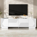 Merax 70.8 inch Modern TV Stand for TVs up to 75 Inches, Entertainment Center with Storage Cabinets & 4 Drawers, Minimalist Media Console with Metal Center Leg & Anti-Tip Device for Living Room, White
