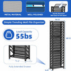 Simple Trending Wall File Organizer, 18-Tier Mesh Hanging Paper Document Folder Holder, Desktop Metal Files Storage Rack for Office and Home, Black