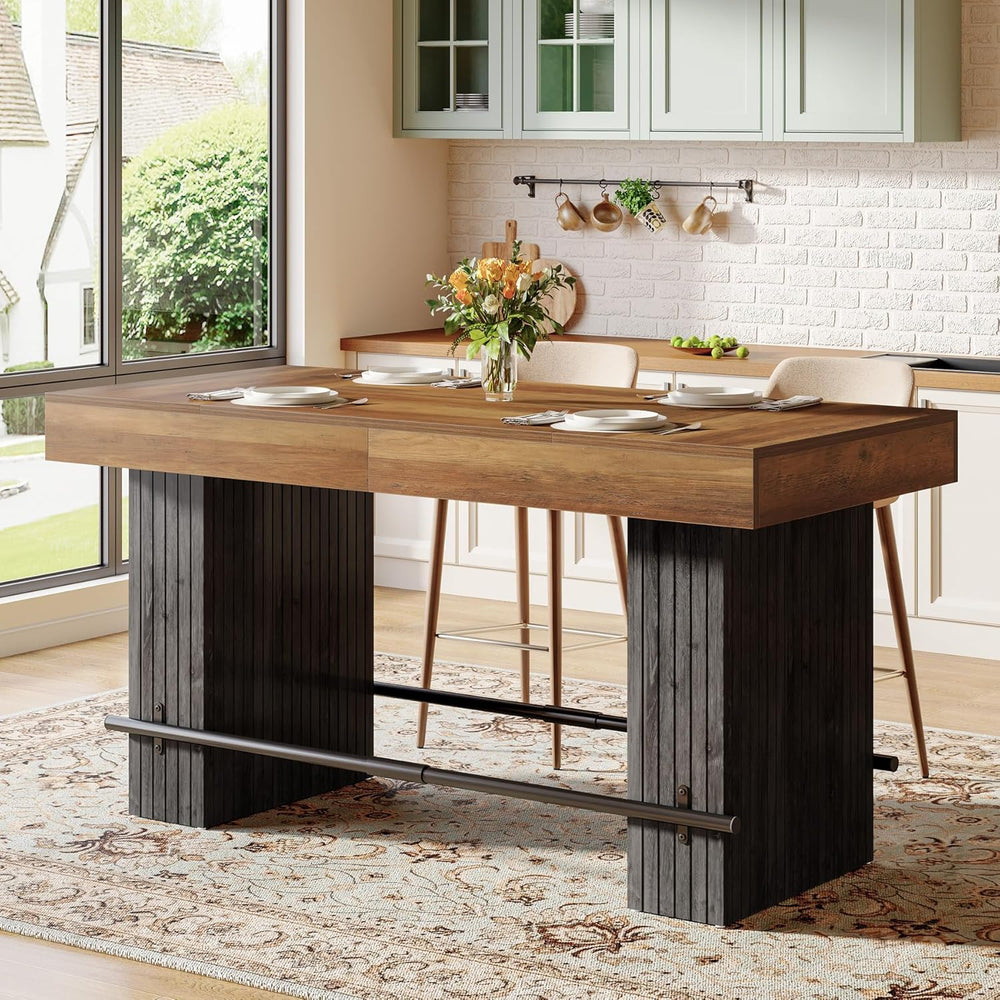 Tribesigns 62.2-Inch Dining Table for 4-6, Counter Height Dining Room Table w...