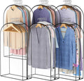 Liuoud Clear Garment Bags for Hanging Clothes10” Gusseted, Suit Bags for Closet Storage, Hanging Plastic Clothes Cover for Coat, Dress, Fur, Shirt, 6 Pack, 40” Long