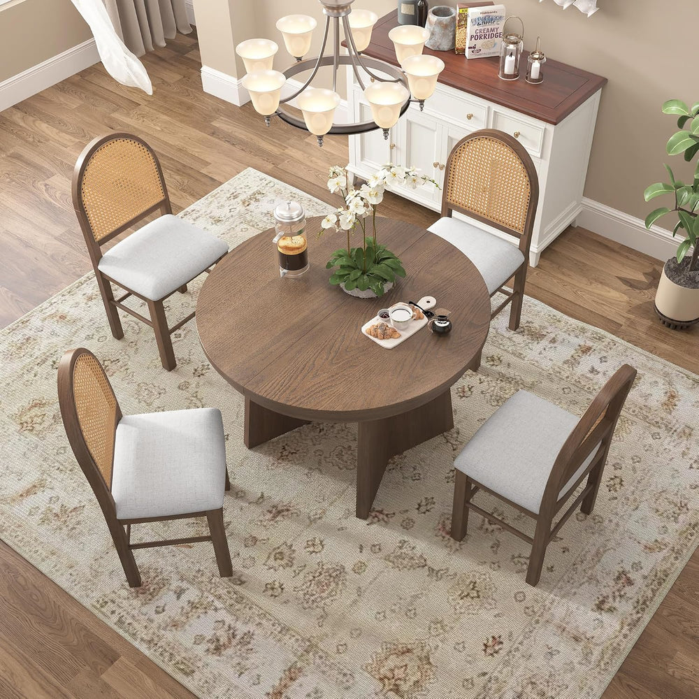 Harper & Bright Designs 5-Piece Extendable Round Dining Table Set for 4, ...