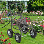 Garden Water Hose Reel Cart - 250 ft. Capacity, 10" Pneumatic Tires, Powder-Coated Steel Frame for Tangle-Free Garden Hose Storage