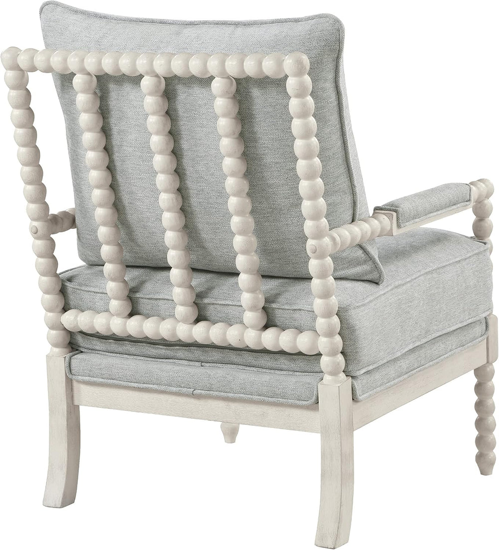 OSP Home Furnishings Kaylee Spindle Accent Chair with Antique White Wood Fram...