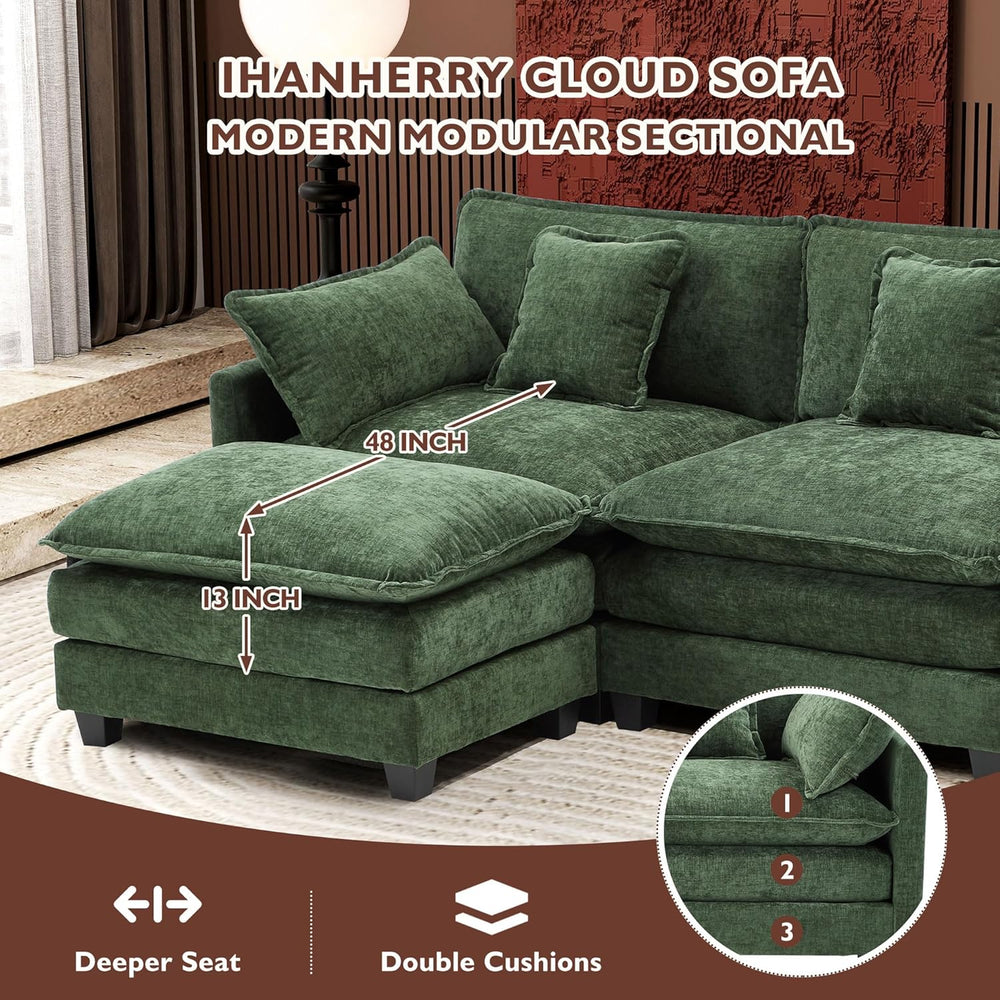 Ihanherry 111.4" L Shaped Modern Sofa Modular Sectional Cloud Couch with...
