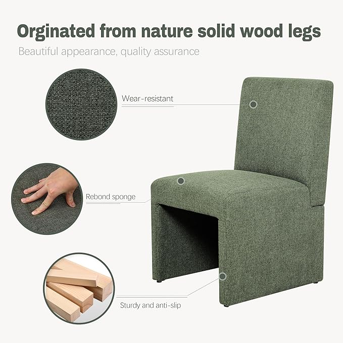 Green Upholstered Dining Chairs Set of 8, Kitchen & Dining Room Chairs, M...