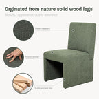 Green Upholstered Dining Chairs Set of 8, Kitchen & Dining Room Chairs, Mid Century Modern Chairs, Linen Dining Chairs with Wooden Frame, Fabric