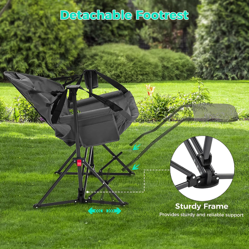 Ainfox Hammock Camping Chair with Footrest, Foldable Portable Rocking Chairs ...