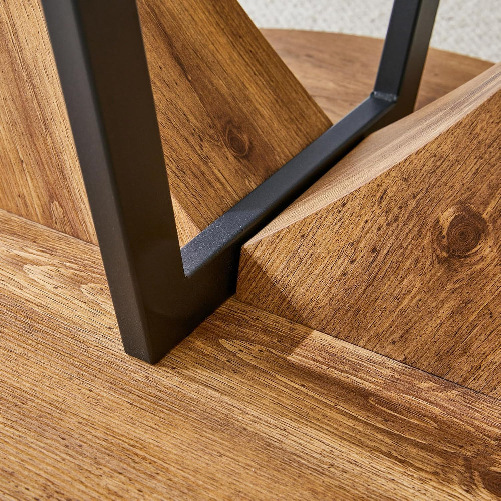 JUFU Round Dining Table for 4/6, 48 Inch Wood Kitchen Table with Stable Pedes...