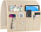 Joywell Sofa Armrest Organizer Couch Armchair Caddy Remote Control Holder for Recliner Non Slip Arm Chair Caddie with 6 Pocket Storage for Magazine, Tablet, Phone, iPad, Champagne