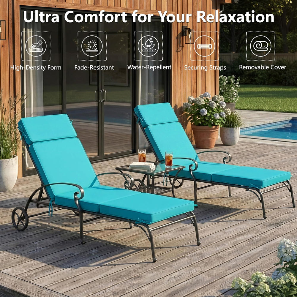 80 x 26 Inch Outdoor Chaise Lounge Cushions Set of 2 - Removable Cover, 4-Sec...