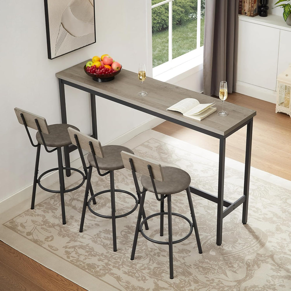 Tmsan 63" L Bar Table and Chairs Set for 3, 4 Piece Long Rectangle Pub B...