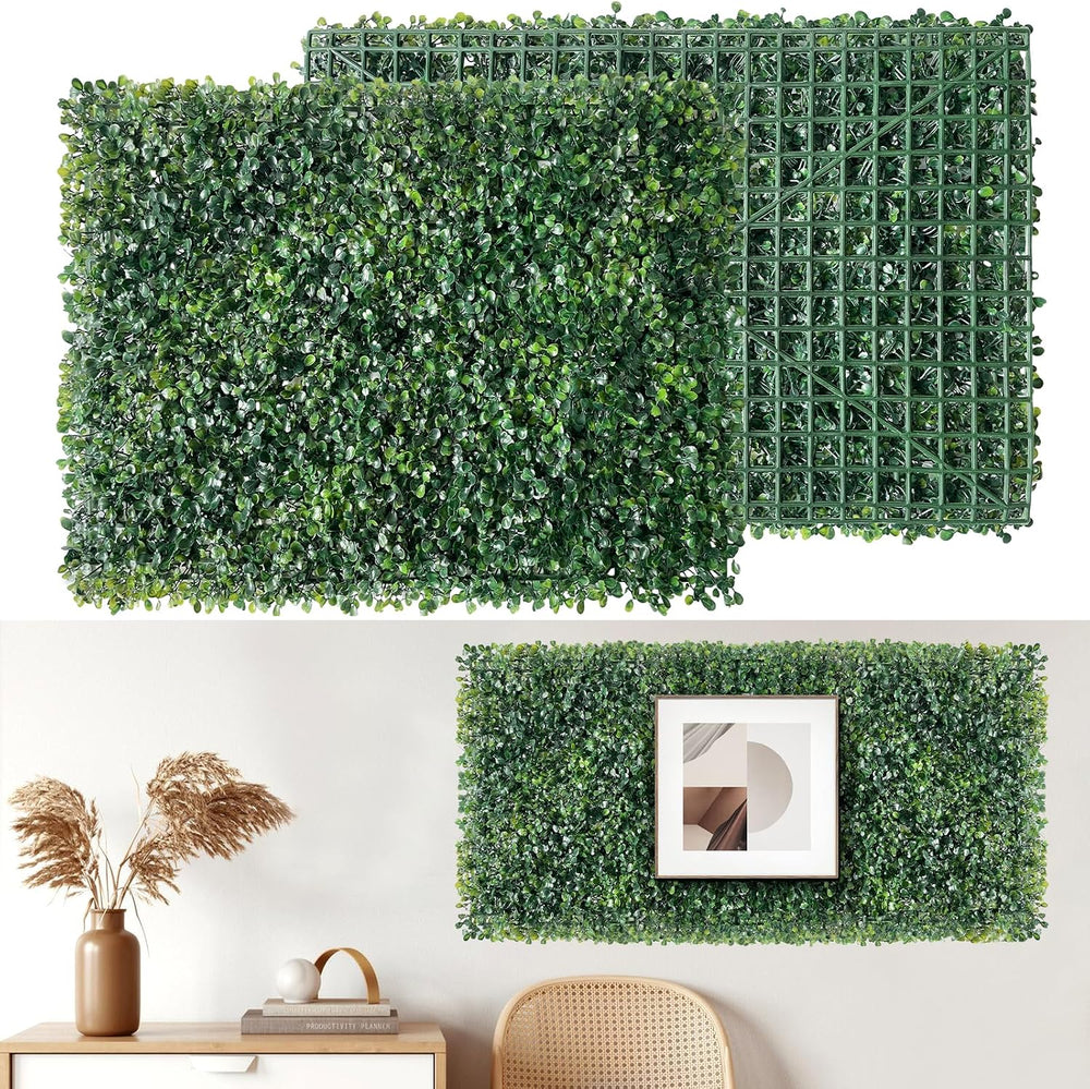 Artificial Grass Wall Panels, 24 PCS 24x16 inch Boxwood Hedge Wall Panels wit...