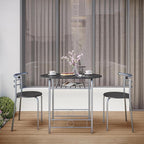 Yaheetech 3-Piece Dining Room Table Set, Kitchen Table & Chair Sets for 2, Compact Table Set w/Steel Legs, Built-in Wine Rack for Breakfast Nook, Small Space, Apartment, Black, 31.5x21x29" (LxWxH)