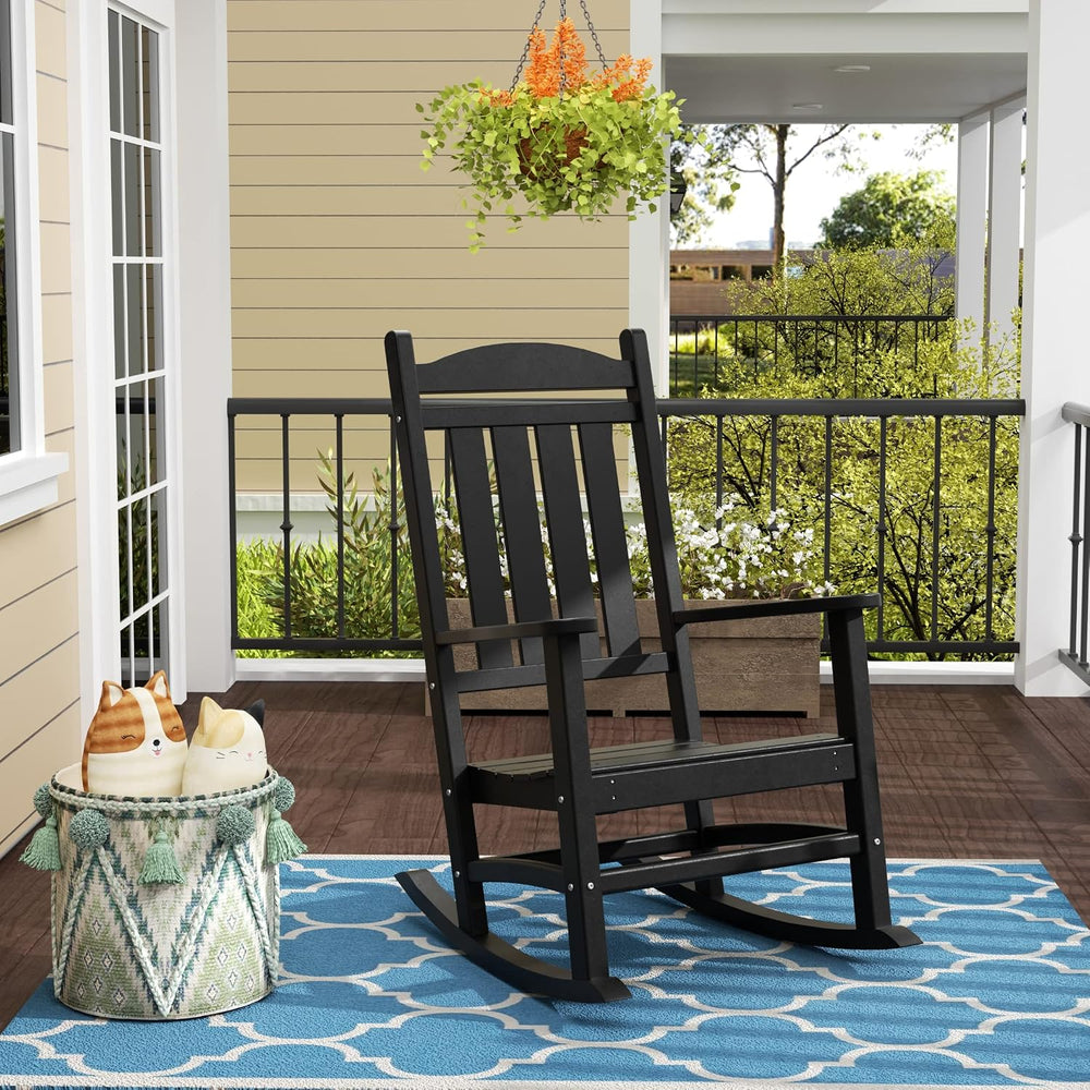WO Home Furniture Patio Rocking Chair Farmhouse Outdoor HDPE UV Weather Resis...