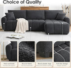 Ball & Cast Modular Sectional Sofa W/Movable Ottoman and 2 Lumbar Pillows,4 Seater L Shaped Couch W/Deep Seat,DIY Combination,Boucle Fabric Upholstered Sofa for Living Room,Apartment,Black+ Gray,110"