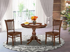 East West Furniture HBGR3-MAH-W 3 Piece Dining Room Table Set Contains a Round Kitchen Table with Pedestal and 2 Dining Chairs, 42x42 Inch, Mahogany