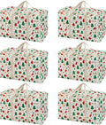 VENO 6 Pack Moving Bags and Large Christmas Storage Bins with lids. Alternative to Moving Boxes, Packing Supplies for College. Extra Large Heavy Duty Totes for Packaging (Jingle Mix, 6 Pack)