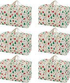 VENO 6 Pack Moving Bags and Large Christmas Storage Bins with lids. Alternative to Moving Boxes, Packing Supplies for College. Extra Large Heavy Duty Totes for Packaging (Jingle Mix, 6 Pack)